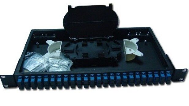 Patch panel optic rackabil 19 inch Braun Group,  PPF-12SUPC-S, 1U, 12 porturi SC/PC simplex, 4 intrari cablu, caseta sudura